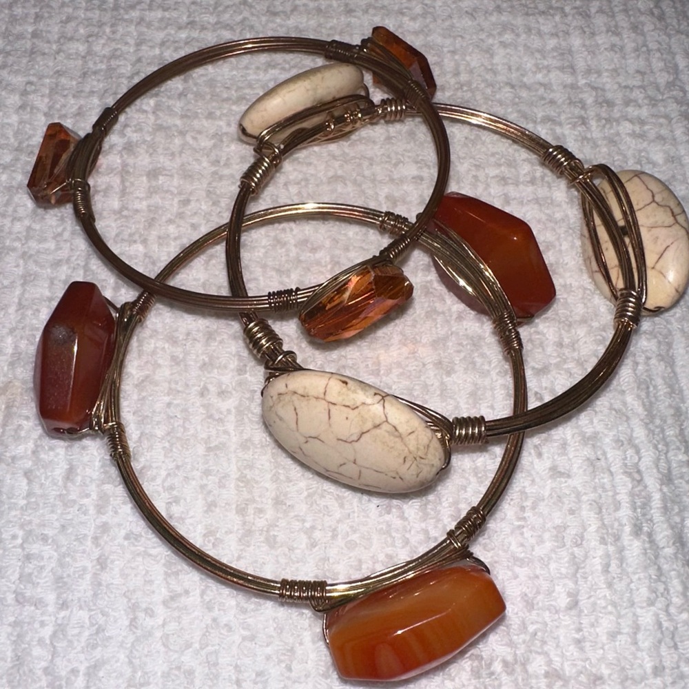 Chunky Gold Wire Wrap Bangle Stackable Bracelets … - image 2